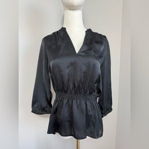 H&M women’s black satin peplum blouse size 6